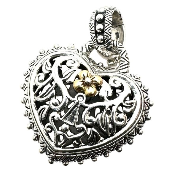 Barbara Bixby Womens Pendant 18K Gold Sterling Silver Heart Lock Design